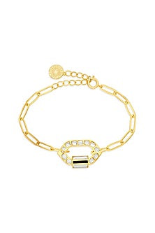 Gold Plated Synthetic Stones & Mirror Enameled Bracelet