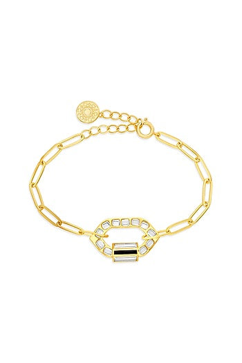 Gold Plated Synthetic Stones & Mirror Enameled Bracelet