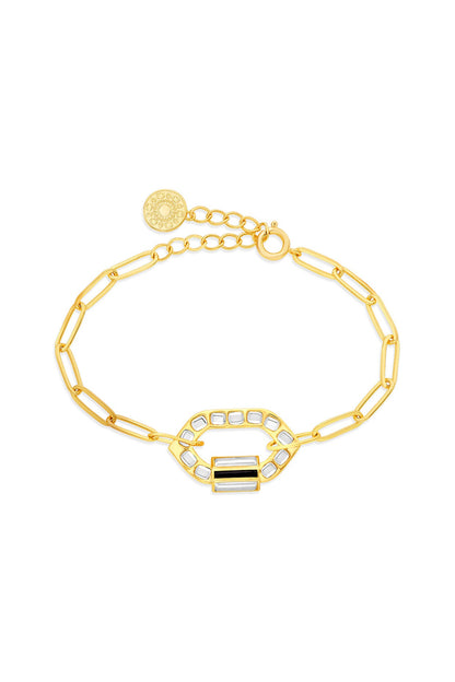 Gold Plated Synthetic Stones & Mirror Enameled Bracelet