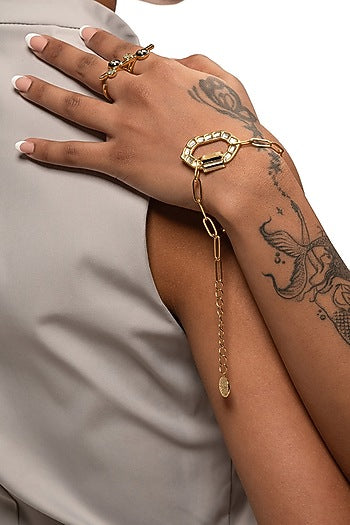 Gold Plated Synthetic Stones & Mirror Enameled Bracelet