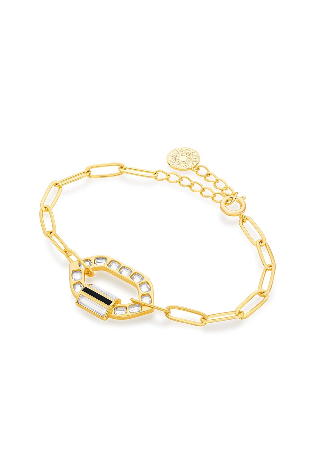 Gold Plated Synthetic Stones & Mirror Enameled Bracelet