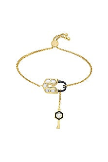 Two-Tone Plated CZ Stones & Mirror Enameled Bracelet