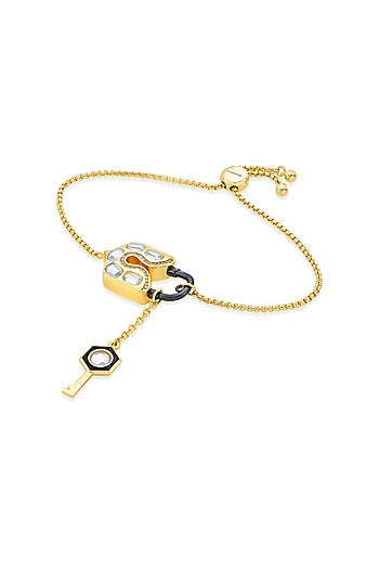 Two-Tone Plated CZ Stones & Mirror Enameled Bracelet