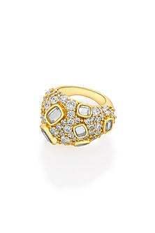 Gold Plated CZ Stones & Mirror Enameled Ring