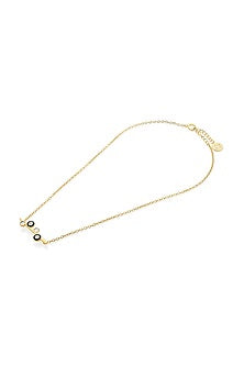 Gold Plated CZ Stone & Mirror Enameled Long Necklace