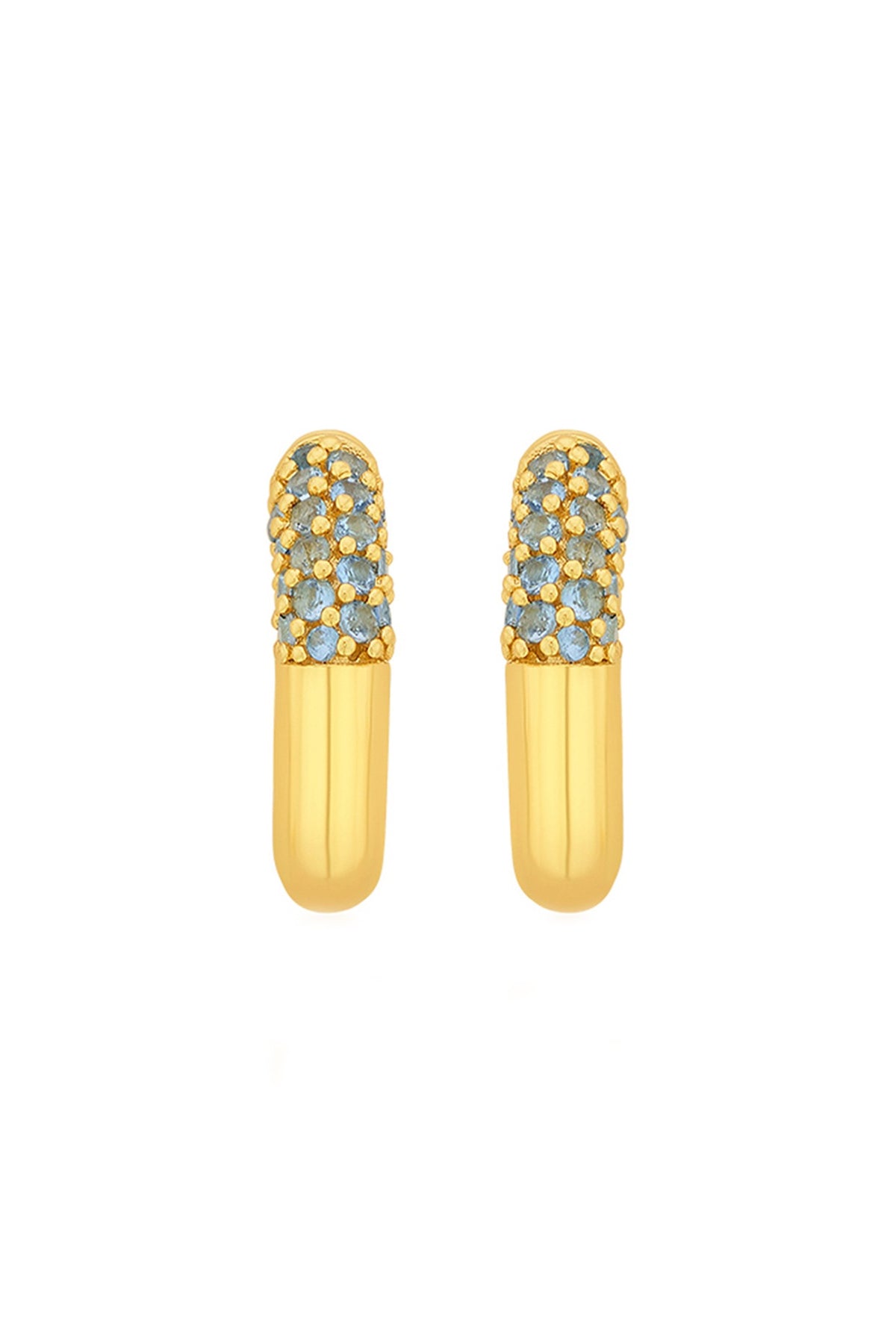Gold Plated Blue CZ Hoop Earrings