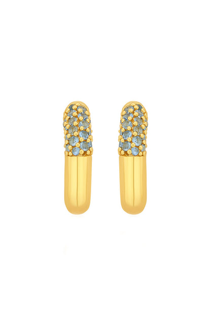 Gold Plated Blue CZ Hoop Earrings