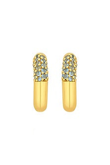 Gold Plated Blue CZ Hoop Earrings