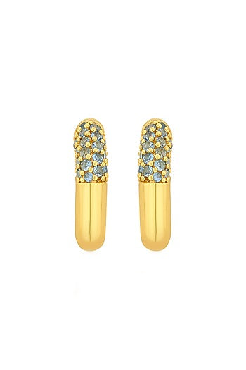 Gold Plated Blue CZ Hoop Earrings