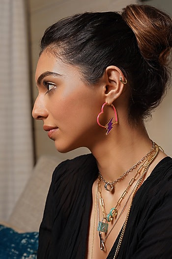 Gold Plated Blue CZ Hoop Earrings