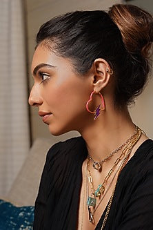 Gold Plated Blue CZ Hoop Earrings