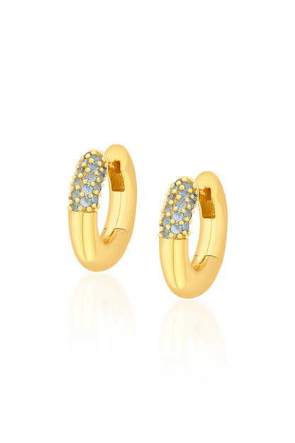 Gold Plated Blue CZ Hoop Earrings
