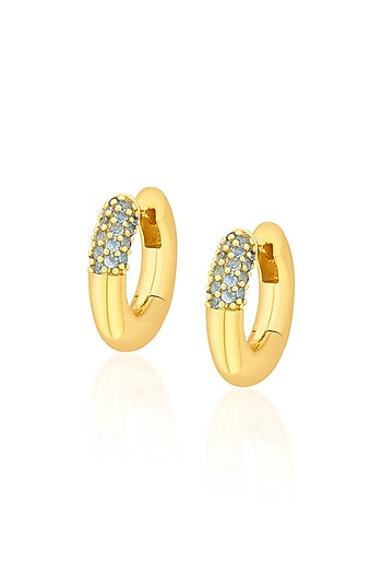 Gold Plated Blue CZ Hoop Earrings