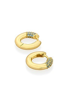 Gold Plated Blue CZ Hoop Earrings