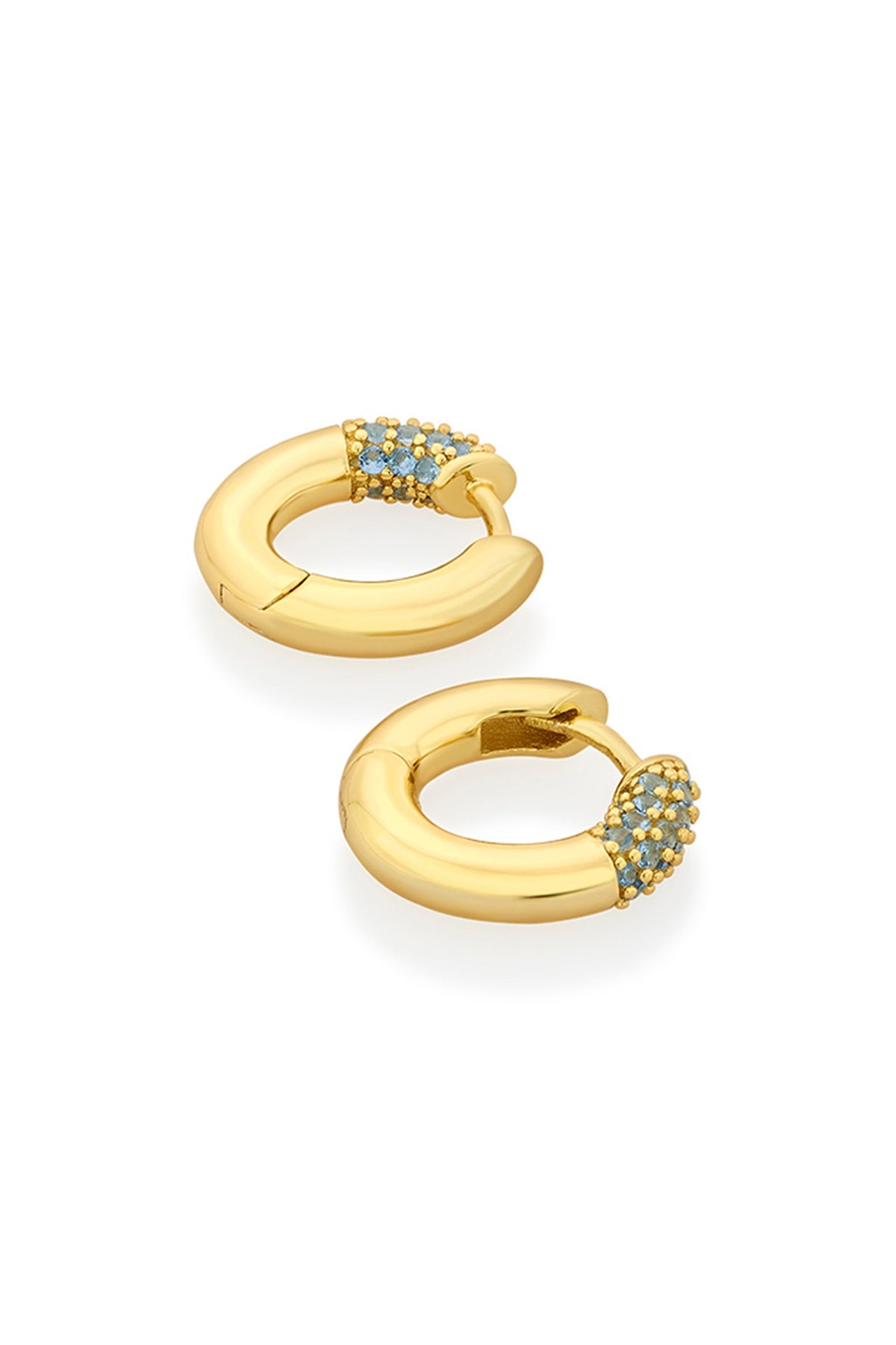 Gold Plated Blue CZ Hoop Earrings