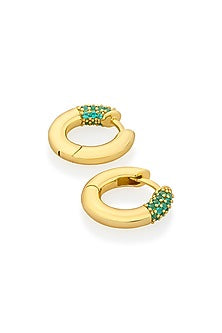 Gold Plated Turquoise CZ Hoop Earrings