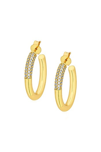 Gold Plated CZ Hoop Earrings