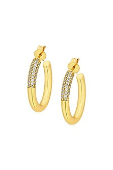 Gold Plated CZ Hoop Earrings