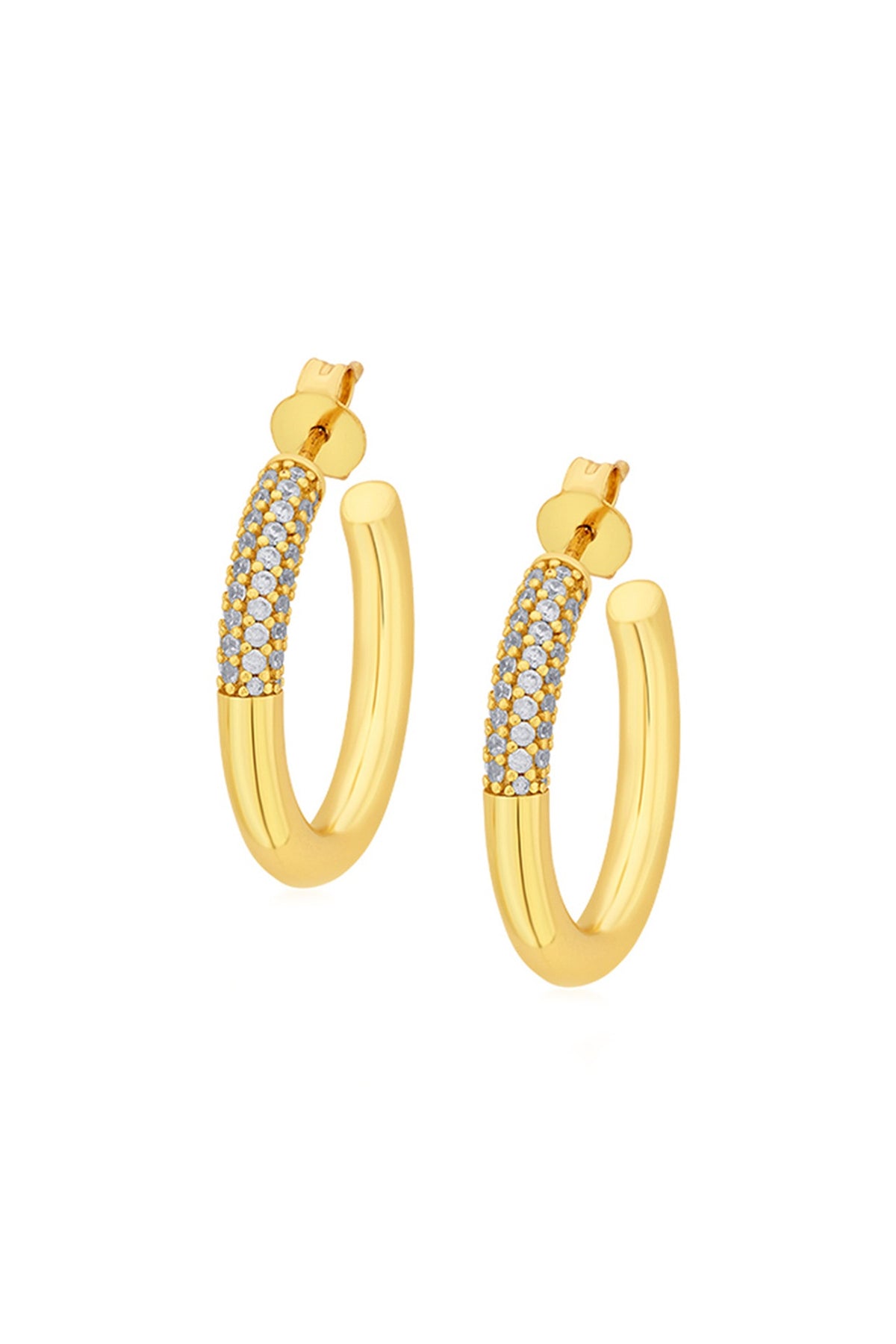 Gold Plated CZ Hoop Earrings