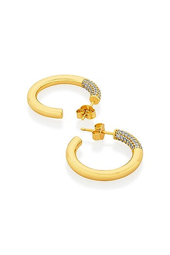 Gold Plated CZ Hoop Earrings
