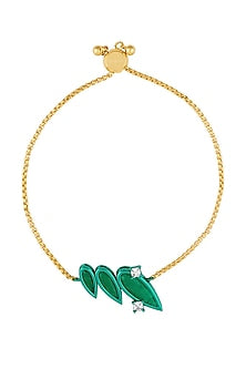 Gold Plated Emerald & CZ Flame Bolo Bracelet