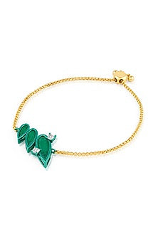Gold Plated Emerald & CZ Flame Bolo Bracelet