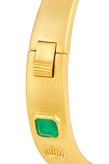 Gold Plated Emerald Oval Hinge Bangle