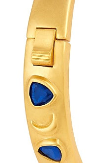 Gold Plated Sapphire Oval Hinge Bangle