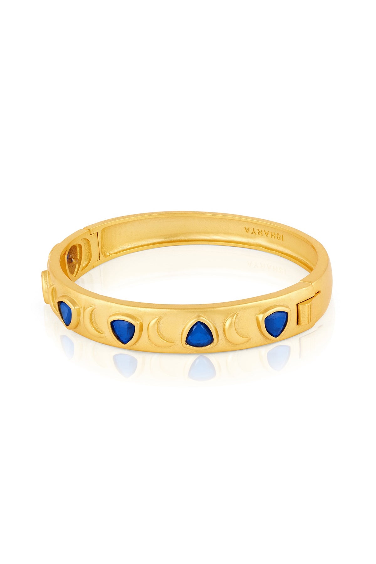 Gold Plated Sapphire Oval Hinge Bangle