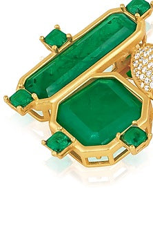 Gold Plated Green Doublet Stone & CZ Stud Earrings