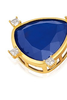 Gold Plated Sapphire Stone & CZ Stud Earrings