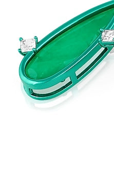 Gold Plated Green Doublet Stone & CZ Flame Stud Earrings