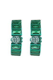 Gold Plated Green Doublet Stone & CZ Hoop Earrings