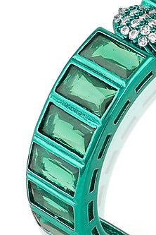 Gold Plated Green Doublet Stone & CZ Hoop Earrings