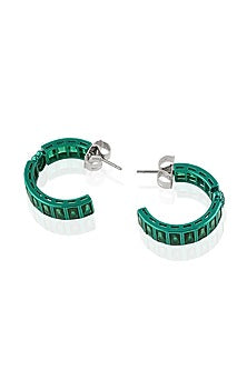 Gold Plated Green Doublet Stone & CZ Hoop Earrings