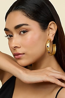 Gold Plated Amethyst & CZ Hoop Earrings