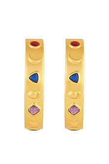 Gold Plated Amethyst & CZ Hoop Earrings