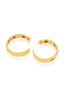 Gold Plated Amethyst & CZ Hoop Earrings