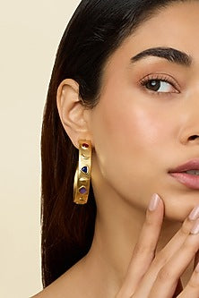 Gold Plated Amethyst & CZ Hoop Earrings