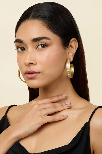 Gold Plated Mirror Hoop Earrings