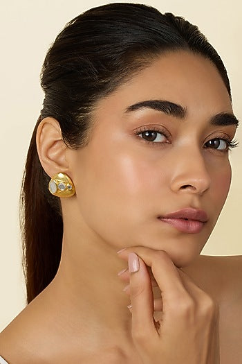Gold Plated Mirror Stud Earrings