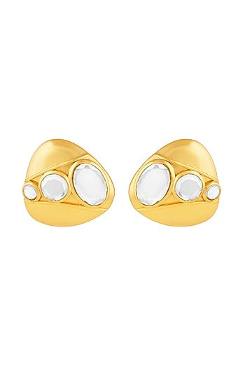 Gold Plated Mirror Stud Earrings