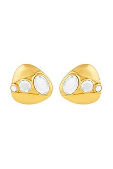 Gold Plated Mirror Stud Earrings