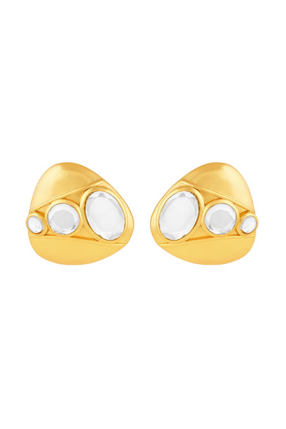 Gold Plated Mirror Stud Earrings