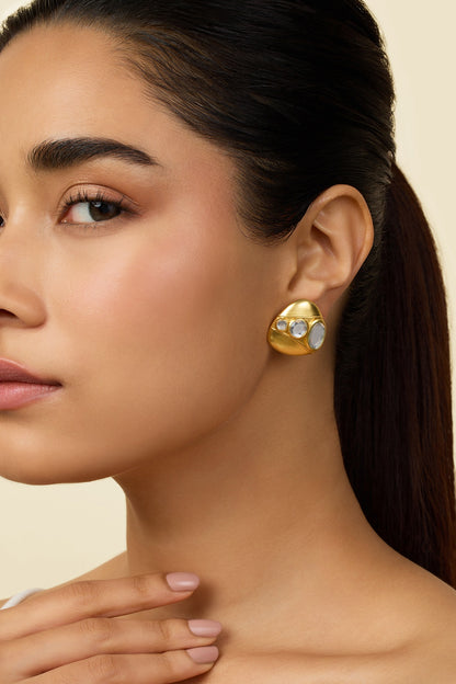 Gold Plated Mirror Stud Earrings