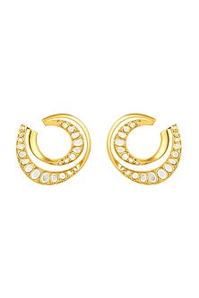 Gold Plated Mirror Orange Peel Double Hoop Earrings