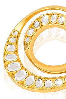 Gold Plated Mirror Orange Peel Double Hoop Earrings