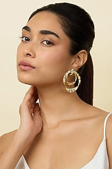 Gold Plated Mirror Chandbali Earrings