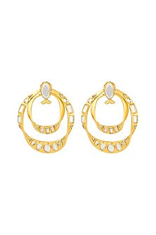 Gold Plated Mirror Chandbali Earrings