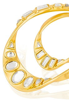 Gold Plated Mirror Chandbali Earrings